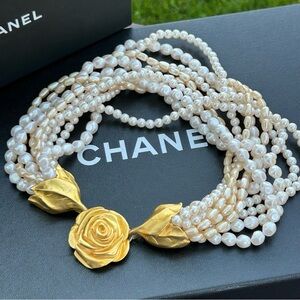 Vintage Statement Givenchy Necklace with Faux Pearl Torsade Strands